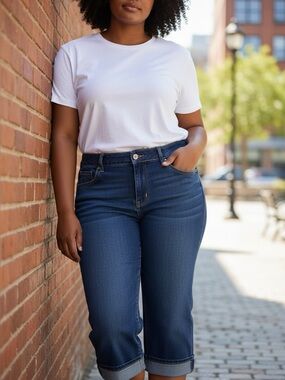 🌻 Bandolino Blu Boheme Capri Belted Missy Jean Capris #677